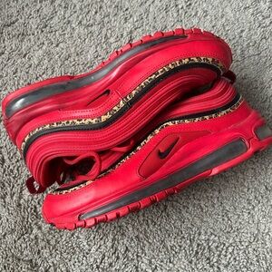 Nike Air Max Red and Black Cheetah Print Sneakers Size 9